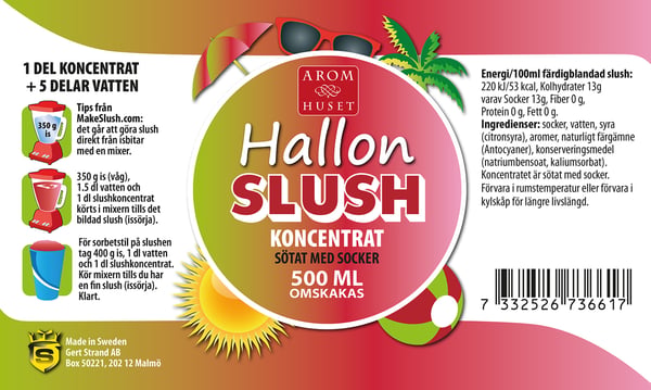 SLUSH Hallon koncentrat 500 ML, spädes 1+5