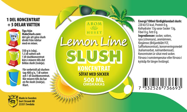 SLUSH Lemon lime koncentrat 500 ML, spädes 1+5