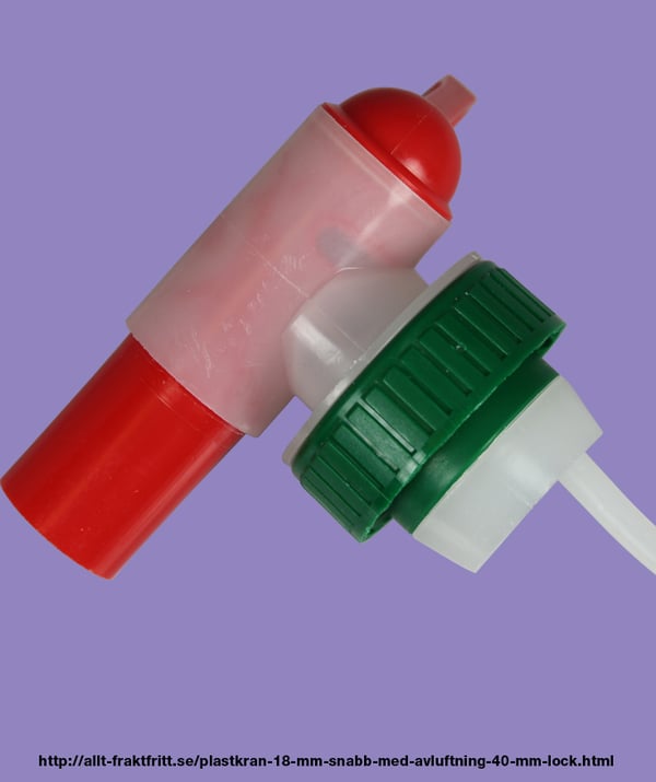 Plastkran 18 mm snabb med avluftning, 40 mm lock