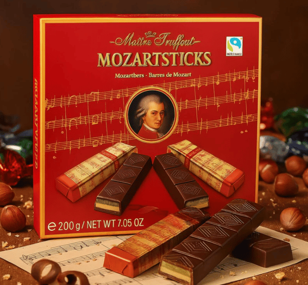MaitreTruffout Mozartsticks Luksuschokoladebarer med marcipan og nougat 200 g