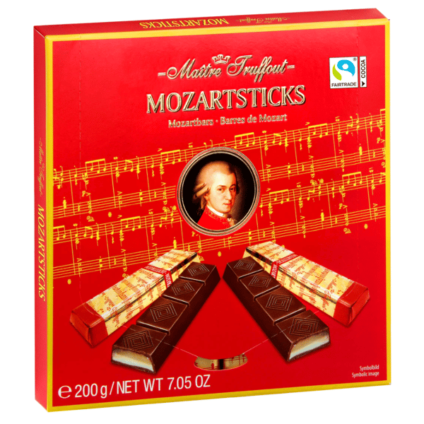 MaitreTruffout Mozartsticks Luksuschokoladebarer med marcipan og nougat 200 g MaitreTruffout Mozartsticks Luksuschokoladebarer med marcipan og nougat 200 g
