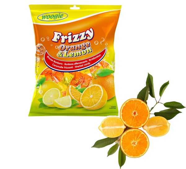Woogie Frizzy Apelsin och Citron Mousserande Godis 170 g