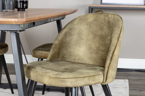 Spisebord og stole sæt, Inca, 160x85x75.5 cm, eg, velour, spisemøbler