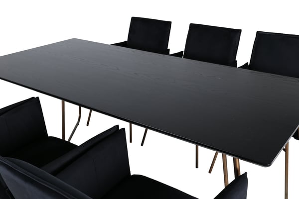 Spisebord og stole sæt, 75x190x90 cm, Sort