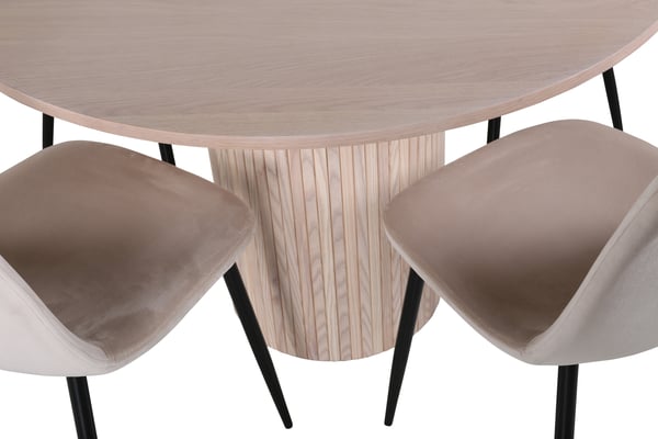 Spisebord og stolesæt, Bianca, 110x74 cm, Beige, Velour