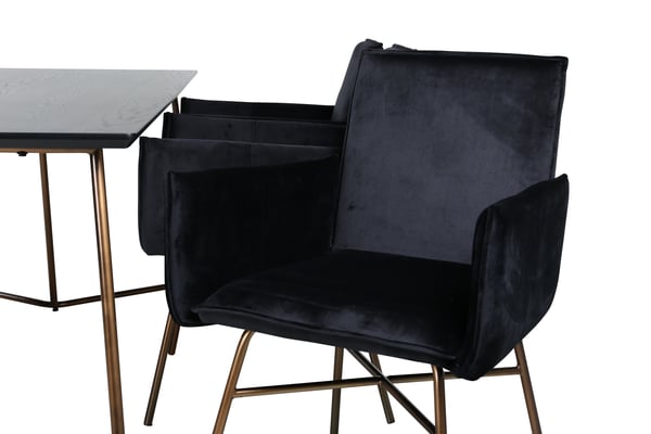 Spisebord og stole sæt, 75x190x90 cm, Sort