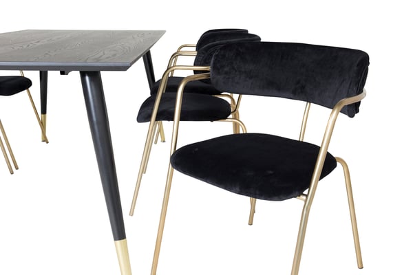 Spisebord og armstol sæt, 75x180x90 cm, sort, MDF