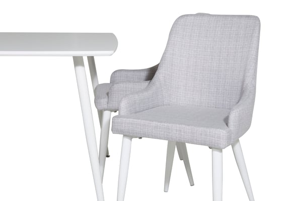 Spisebord og stol sæt, Polar spisebord 75x120x80 cm, hvid, stof