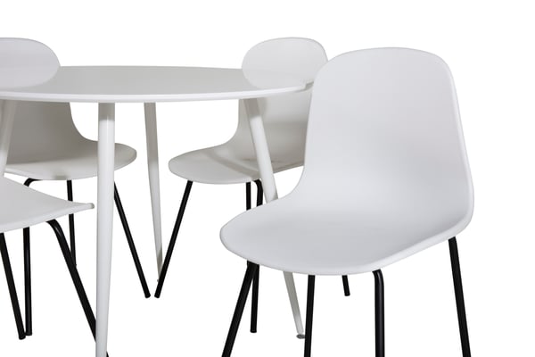 Spisebordssæt, Plaza rundt bord 100 cm hvid, Arctic spisebordsstol, 47,5x82x49 cm, hvid, plast