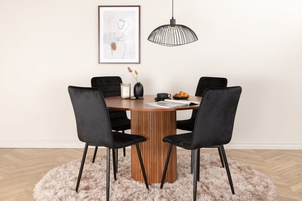 Spisebord og stol sæt, Bianca, Bord: 110 cm, Stol: 49x94x43 cm, Sort
