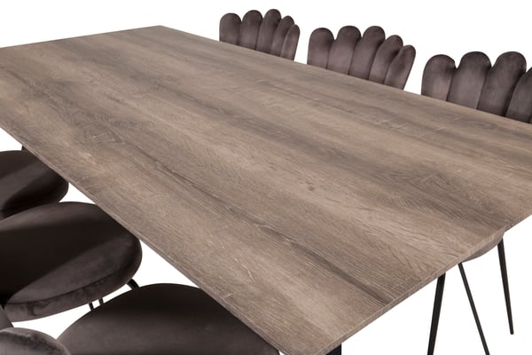 Spisebord og stol sæt, 75x180x90 cm, Sort, MDF, Stål