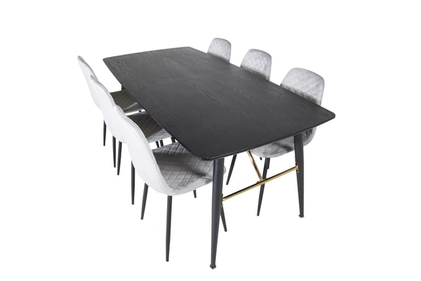 Spisebord og stole sæt, 76x180x85 cm, Sort, MDF