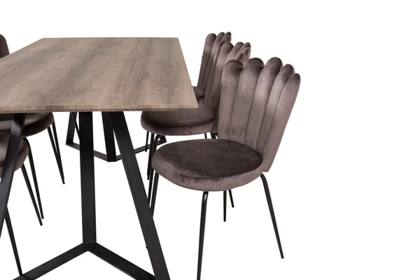 Spisebord og stol sæt, 75x180x90 cm, Sort, MDF, Stål