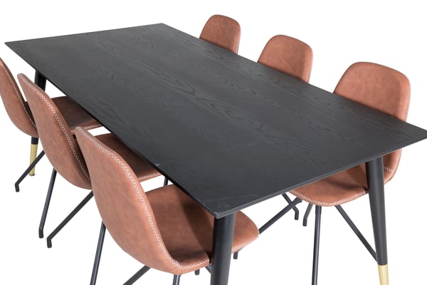 Spisebord og stol sæt, 75x180x90 cm, Sort, MDF