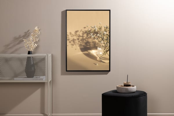 Juliste, Valkoiset kukat, 70x100 cm, Beige