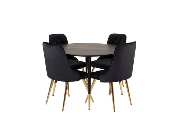 Spisebord og stolesæt, Dipp, bord 115 cm, sort