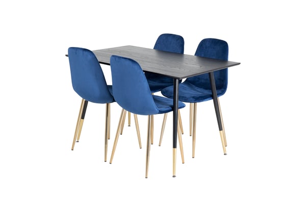Spisebord og stole sæt, Dipp spisebord, 75x120x85 cm, Sort, MDF