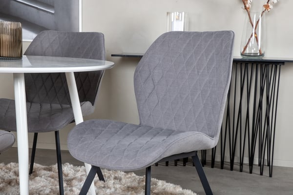 Spisebord og stol sæt, Plaza rundt bord og Gemma stole, 100 cm, hvid, grå, stof