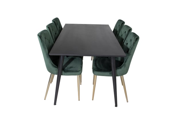 Spisebord og stol sæt, 75,5x180x90 cm, Sort, MDF