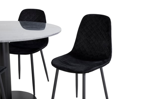 Spisebord og stolesæt, Estelle, bord 106x75 cm, stol 52x86x44 cm, sort