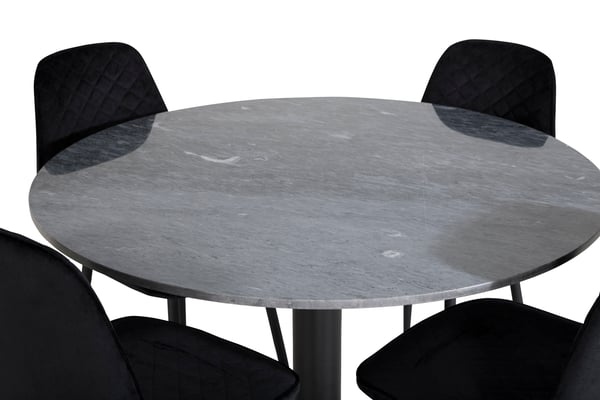 Spisebord og stolesæt, Estelle, bord 106x75 cm, stol 52x86x44 cm, sort