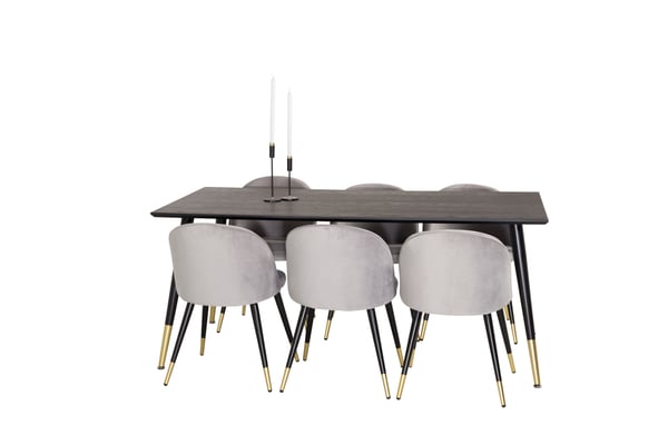 Spisebord, Dipp, 75x180x90 cm, Sort, finer
