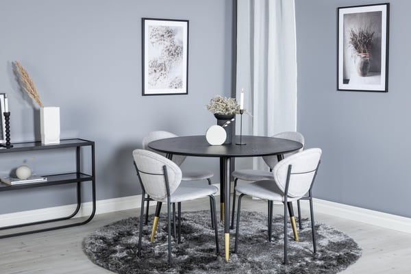 Spisebord og stol sæt, Dipp spisebord, 115 cm, Sort
