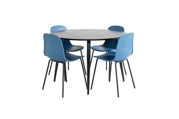 Spisebord og stolesæt, Dipp, 115 cm, Sort, Plast