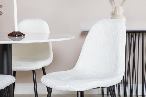 Spisebord og stole sæt, Estelle, 106x75 cm, Hvid, Polyester, Spisemøbler