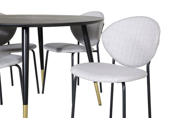 Spisebord og stol sæt, Dipp spisebord, 115 cm, Sort