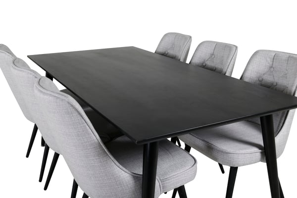 Spisebord Dipp 75,5x180x90 cm Sort, MDF, Krydsfiner, Stål