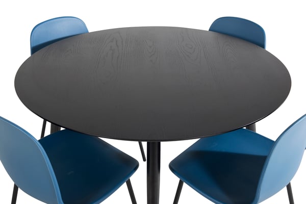 Spisebord og stolesæt, Dipp, 115 cm, Sort, Plast