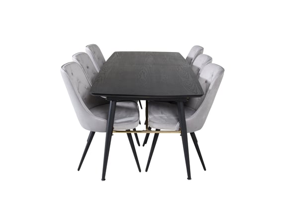 Spisebord og stol sæt, 76x180x85 cm, Sort, MDF
