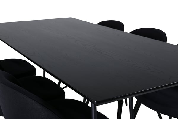 Spisebord og stol sæt Petra, 75x190x90 cm, Sort