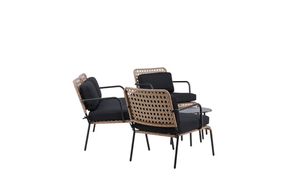 Sohvasetti, Paola, S:87 K:78 L:122 cm, Musta