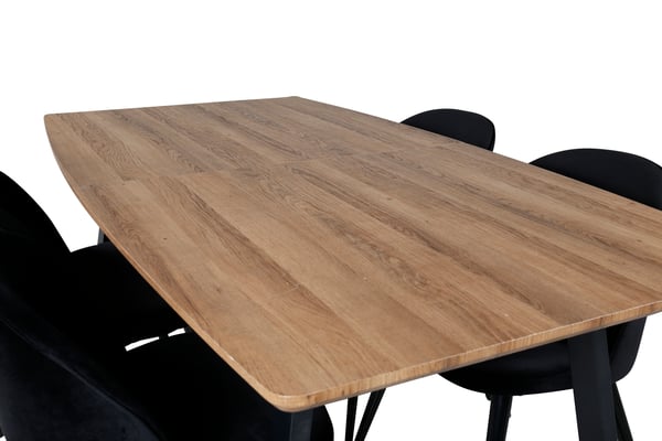 Spisebord og stol sæt, Inca, 75.5x160x85 cm, eg, velour, spisebordsmøbler