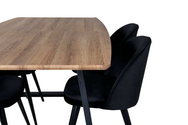 Spisebord og stol sæt, Inca, 75.5x160x85 cm, eg, velour, spisebordsmøbler