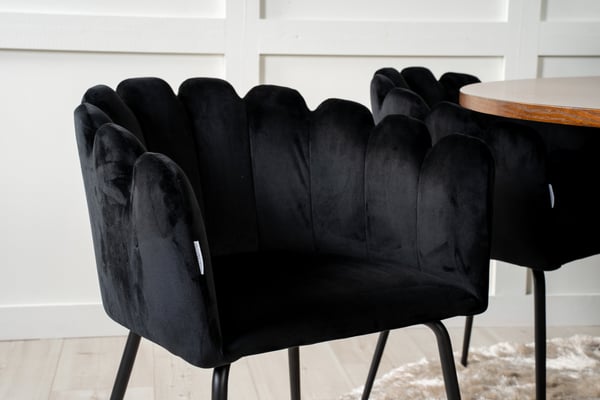 Spisebord og stole sæt, Copenhagen, Bord: 140 cm diameter, Stol: 54x76x61 cm, Brun, Sort, Velour