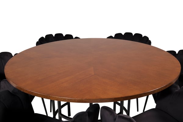 Spisebord og stole sæt, Copenhagen, Bord: 140 cm diameter, Stol: 54x76x61 cm, Brun, Sort, Velour