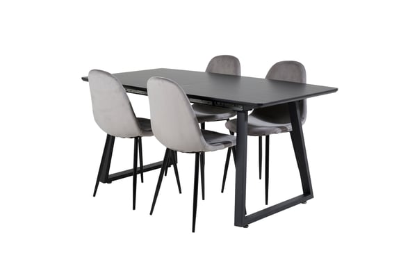 Spisebord og stol sæt, 75x160x85 cm, Sort, Træ