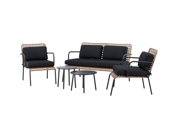 Sohvasetti, Paola, S:87 K:78 L:122 cm, Musta