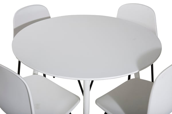 Spisebordssæt, Plaza rundt bord 100 cm hvid, Arctic spisebordsstol, 47,5x82x49 cm, hvid, plast