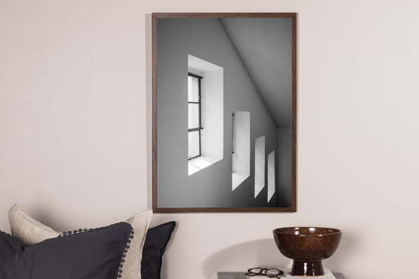 Juliste, Ikkunat, 50x70 cm, Harmaa