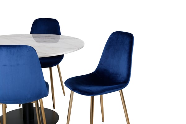 Spisebord og stole, Estelle, Bord: 106 cm, Stol: 52x86x44 cm, Hvid, Marmor