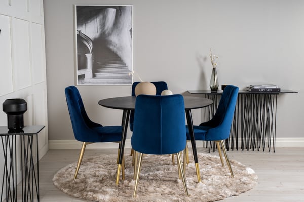 Spisebord og stol sæt, Dipp, 115 cm, Sort, MDF