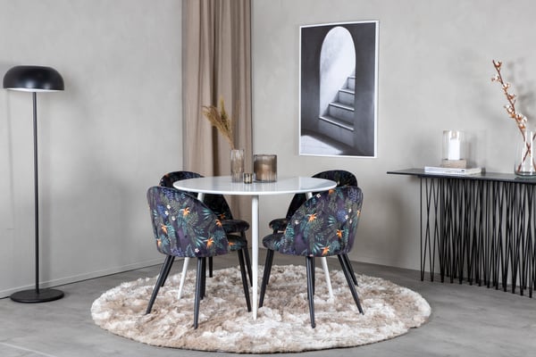 Spisebord og stole sæt, Plaza, bord 100x100x100 cm, stol 55x78x50,5 cm, hvid, sort, MDF Spisebord og stole sæt, Plaza, bord 100x100x100 cm, stol 55x78x50,5 cm, hvid, sort, MDF