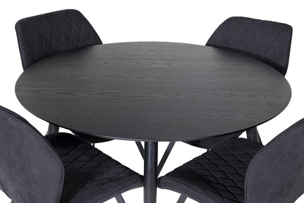 Spisebord og stol sæt, 115x63x90 cm, Sort, Bøjet træ
