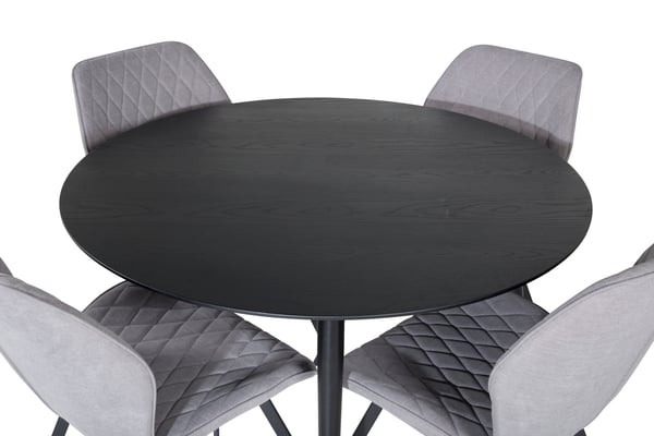 Spisebord og stolesæt, Dipp og Gemma, 115 cm, Sort, Bøjet træ
