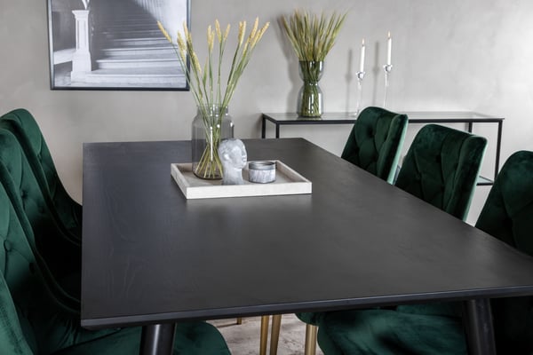 Spisebord og stol sæt, 75,5x180x90 cm, Sort, MDF
