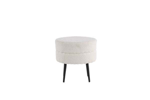 Istuin Puffi, Potkupallo Offwhite Teddy, 40x40 cm, Valkoinen
